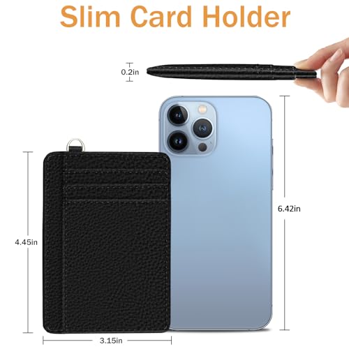 Image of Yonlevres Credit Card Holder Slim Wallet, RFID Wallet Women Front Pocket Small Card Holder, Travel Cute Funny Thin Card Case ID Window PU Leather RFID Blocking Card Organizer Gifts Girls Ladies