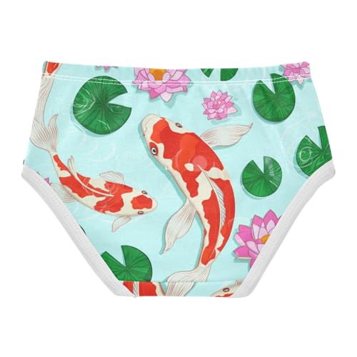 Red Koi Fish Pink Flowers Blue Little Girl Panties Girls Underwear Toddlers Cotton Designer Briefs Undies Kids 2t2