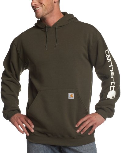 Carhartt メンズ ミッドウェイト スリーブ ロゴ フード付きスウェットシャツ (レギュラーとビッグ&トールサイズ) US サイズ: 4X-Large Tall カラー: グリーン（Amazon）