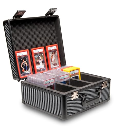 Panopply SLAB ARMOR 3 Row Graded Card Storage Box PSA Card Slab Case For Graded cards Hold 120+ Slabs Graded Card Case PSA Graded Card Storage Sports Baseball Card Collector Gifts (CARBON FIBER)