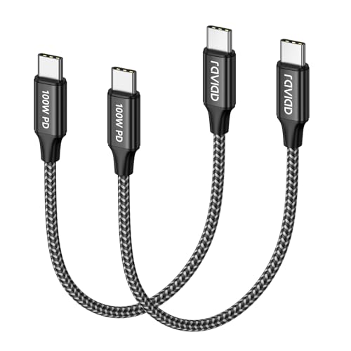 RAVIAD Cable USB C Carga Rápida 100W Corto [2Pack 0.15M] Cable USB C a USBC PD3.0 5A Cable Tipo C QC3.0 Cable de Nylon Carga Rápida Tipo C para iPhone 16 15 Plus Pro Max, Galaxy S24 S23, MacBook, Pad