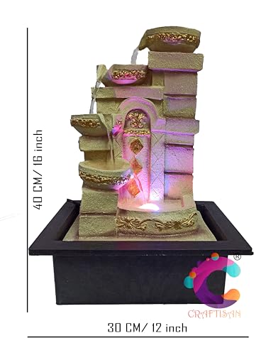 Image of Decorative Water Fountain for Home Decor, Office, Indoor & Outdoor, Garden, Puja Room, Vaastu, Reception, Spa, Gifting. (4 Step Designer Diya)