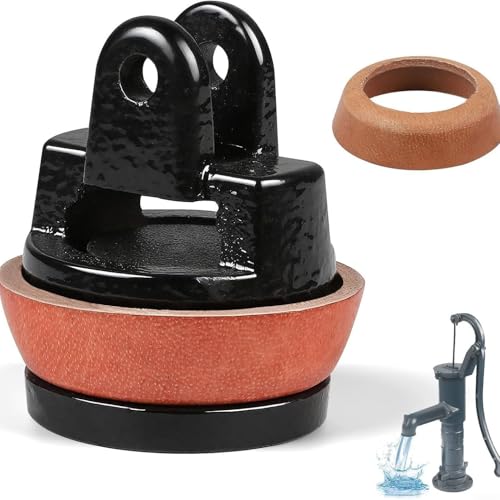 Pistone di ricambio per pompa a mano tipo 75, include guarnizione in pelle, costruito in ghisa, progettato per l'uso con pompe da giardino e fontana per mantenere il corretto funzionamento (B)