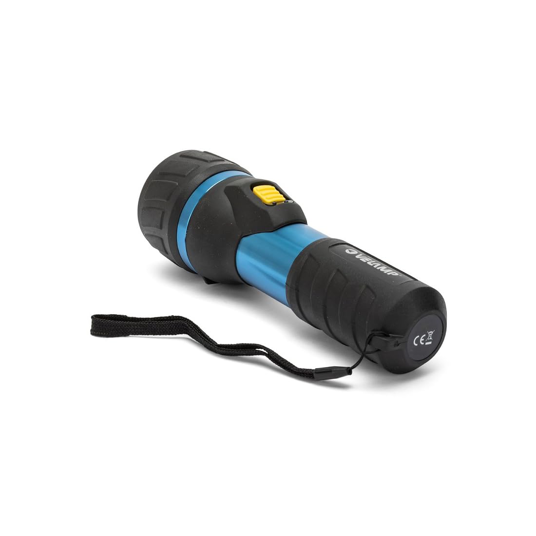 Velamp IMPULSE Torcia LED impermeabile 3W - Impugnatura antiscivolo e laccetto – Alta potenza e resistenza - Per uso esterno ed emergenze - 2 batterie tipo D
