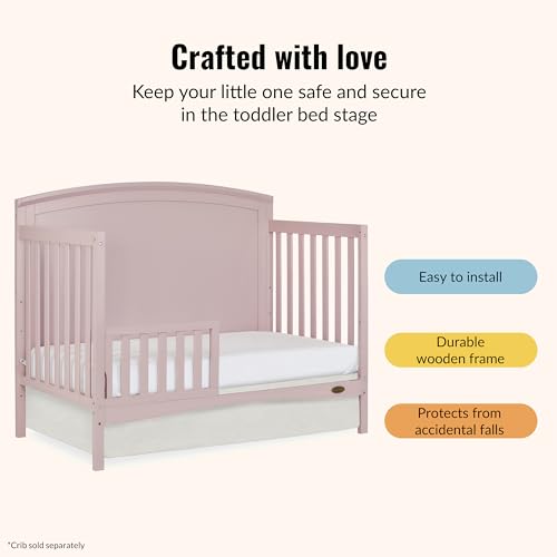 Image of Dream On Me Toddler Guard Rail for Convertible Crib, Solid Wood Bed Rail for Toddler Bed Conversion, Blush Pink