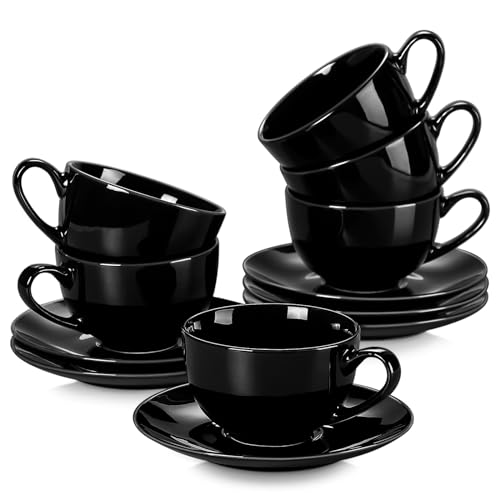 Lovecasa, serie dulce, té de porcelana para 6 personas, taza de capuchino, 230 ml + platillo