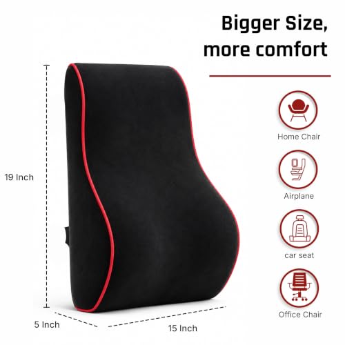 Image of Ergonomic Lumbar Support Pillow with Massager by ValorX USA for Office Chair, Car Seat & Gaming Chair | Memory Foam Back Cushion with USB Massager Adjustable Waist Support Pillow with Washable Cover