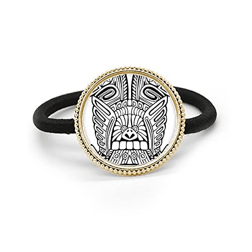 Lazo del pelo de metal de plata con tótem indio de diseño abstracto lineal
