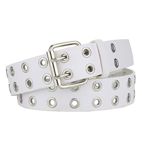 Studded Belt,Womens Belts for Jeans,Double Grommet Belt for Women, Goth Accessories,Goth belt Chain Belt for Teen Girls 1.3in Wide