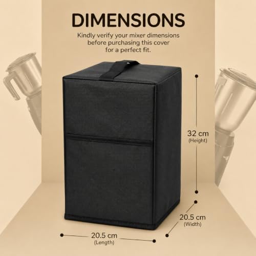 Image of Mixer Grinders Waterproof Dust Cover with Handle & Storage Pocket, Suitable for Women, Men & Everyday Home Use Standard Size, Black (8 inchX 8 inchX 12.5 inch) (PHMIXER)