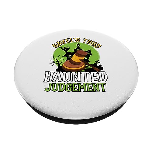 Gavel's Thud Haunted Judgment Scary Lawyer Halloween PopSockets Swappable PopGrip, Black - Image 2
