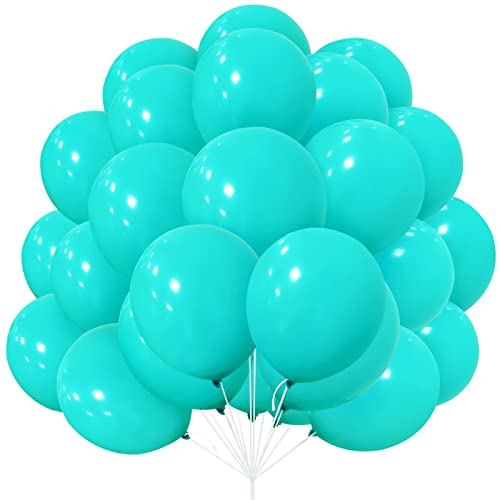 Globos Azul Turquesa, 30 Globos de Látex de 12 Pulgadas de Globos Turquoise Mate Helio con Cinta para Hombres Mujeres Niños Fiesta de Cumpleaños Boda Decoración de Baby Shower Despedida de Soltera