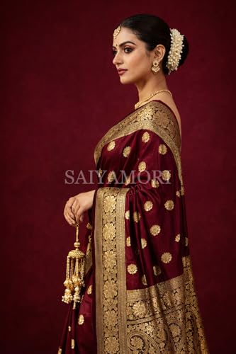 Image of Women's Soft Silk Style Jacquard Saree with Rich Zari Woven Border & Pallu | 5.6 Mtr Saree with 0.8 Mtr Unstitched Blouse