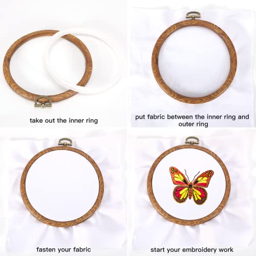 Caydo 4 Set Embroidery Hoops, Imitated Wood Display Frame Circle Oval Rectangular Octagonal Cross Stitch Hoop For Craft Sewing, Hanging Ornaments, Craft Decoration #TOP2