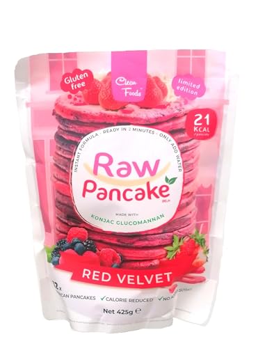Cleanfoods 21 Kalorien Pfannkuchen l Pancake red velvet 425g l 32 Pancakes l 21 Kalorien/Pancake l Konjak/Konjac Glucomannan l zubereitung in 2 Min