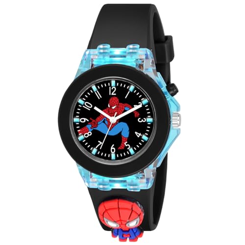 Scarter Kids Analog Cartoon Character Watch for Boys and Girls | 7 Different Color Disco LED Light |Suitable for 3-10 Years Old Kids (Black)