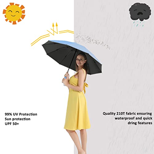 Image of BAODINI Inverted UV Umbrella for Rain and Sun Medium Size UPF 50+ Rverse Compact Umbrella Auto Open Close