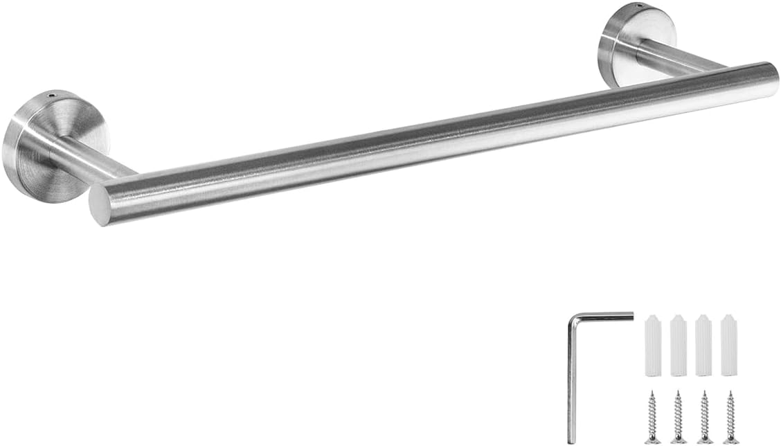 Silver 16" Towel Rails Brushed Nickel Wall Mounted SUS304 Stainless Steel Bathroom 40cm Towel Bar Towel Holder
