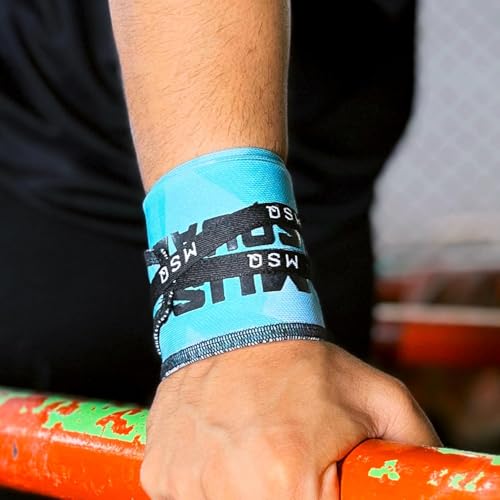 Image of Wrist Wraps for Calisthenics & Weightlifting - Heavy Duty Wrist Support & Stability (Blue Streak)