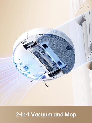 DREAME D10 Plus Gen 2 Robot Vacuum and Mop, Self-Emptying with 90-Day Dust Storage, 6,000Pa Suction for Carpets & Pet Hair, LiDAR Smart Navigation, 285-Min Runtime, Multi-Floor Mapping, White