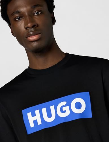 HUGO Herren Logo Stripe Cotton Crew Neck T-Shirt, Schwarz-Black Pepper, L – Ansicht 3