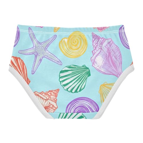 Cotton Toddler Underwear Floral Pastel Colored Sea Shells Blue Panties for Girl Fun Print Briefs Girls Undies 2t2