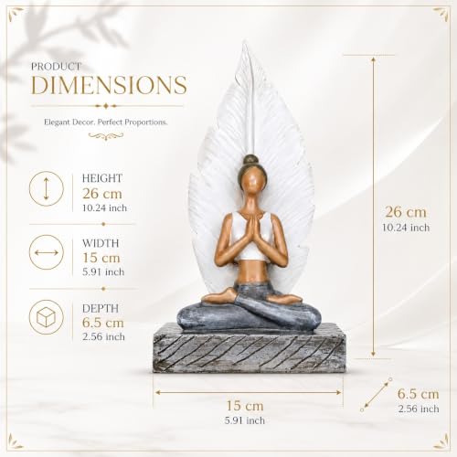 Image of ARMONIA Serenity Leaf Yoga Lady Showpiece | Premium Polystone Yoga Meditating Figurine Set for Home & Office Decor | Spiritual Sculpture for Living Room, Meditation Corner, Shelf & Gift | 10.2 Inches