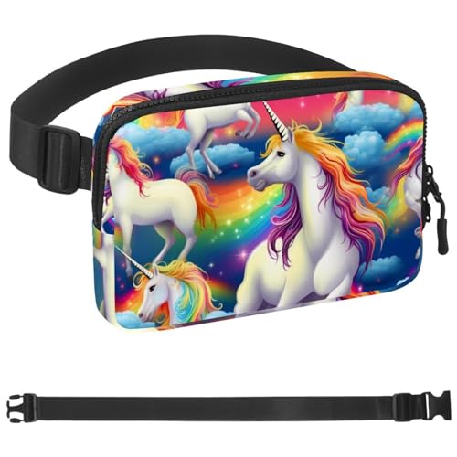 Sac banane de course à pied licorne multicolore taille ajustable mixte