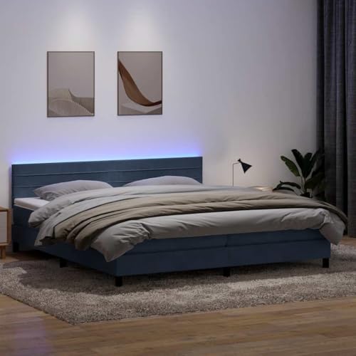 Teenpull Boxspringbett mit Matratze, Dunkelgrau Samt gepolstert, 180x220 cm, Doppelbett mit Kopfteil, LED Beleuchtung, Schlafzimmer Möbel Set für erholsamen Schlaf und maximale Entspannung