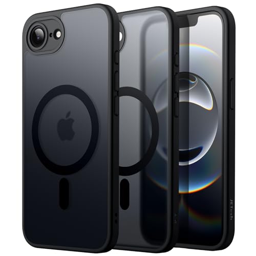 JETech Magnetische Hülle für iPhone 17e (2026) / iPhone 16e Kompatibel mit MagSafe Transluzente Matt Rückseite Dünn Minimalistische Stoßfeste Handyhülle 6 1 Zoll Display (Schwarz)