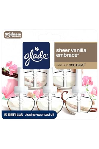 Glade PlugIns Refills Air Freshener, Scented and Essential Oils for Home and Bathroom, Sheer Vanilla...