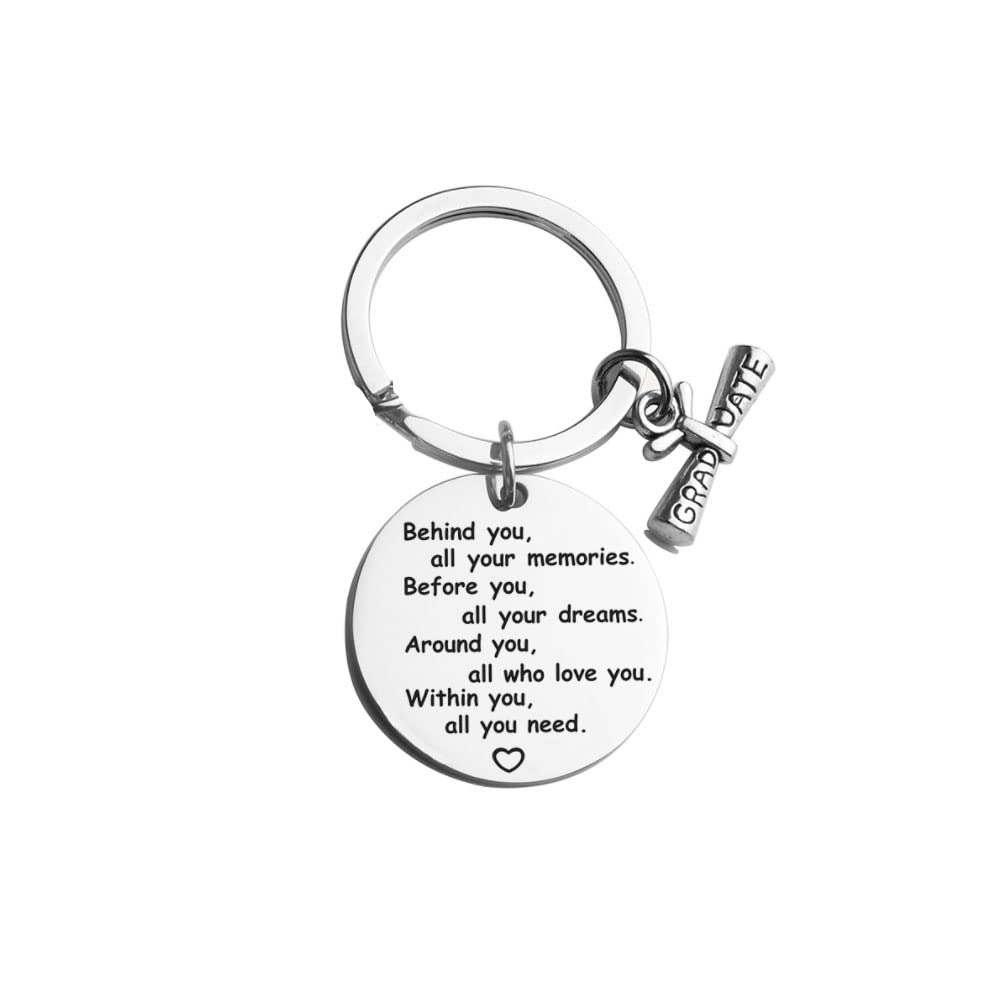 CGBOOM Keychain Appreciation Direction Compass Charm Nice Reminders for Women Men Best Friend girlfriend boyfriend Stainless - Behind You All Your Memories.Before You All Your Dreams.