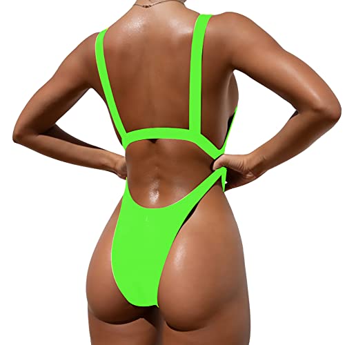Image of Tainehs Womens Sexy One Piece Bikini Swimsuits High Cut Cheeky Swimwear Thong Bottoms Bathing Swimsuits