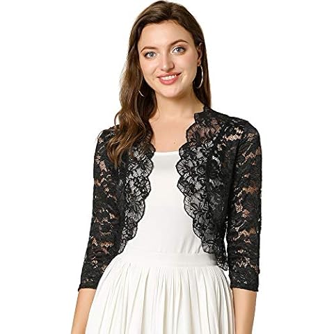 Allegra K Women's Elegant Lace Sheer Shrug Cover