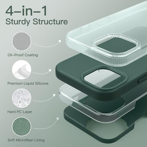 Image of JETech Silicone Cover Case for iPhone 14 Pro Max 6.7-Inch, Silky-Soft Touch Full-Body Protective Phone Case, Shockproof Cover with Microfiber Lining (Midnight Green)