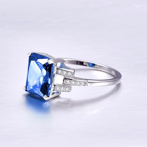 2.5ct Women Sapphire Rings for Women September Birthstone Ring 925 Sterling Silver Sapphire Engagement Ring Size 74