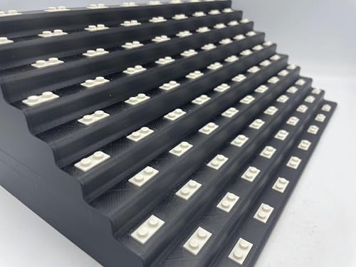 Vitrine Aufsteller Tribüne 90 Minifiguren passend für IKEA Kallax Schrank schwarz mit weißen Plates