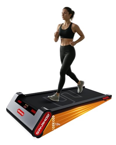 Image of Sparnod Fitness STH-3009 Auto Incline Walking Pad Treadmill for Home Use, 2.5 HP Motor, Speed Range 1-6 km /h, 13% Auto Incline, Remote Control, Shock Absorption System, Max User Weight 120 Kg