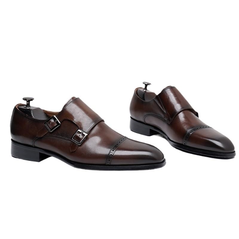 Men's Double Monk Strap Fashion Luxury Slip on Formal Business Shoes Modern Wedding Office Work Tuxedo Derby Shoes