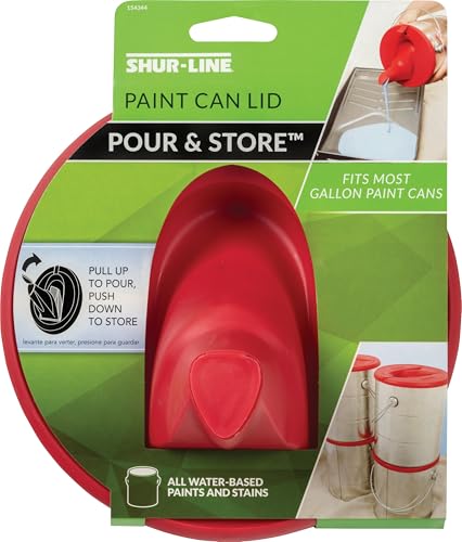 Shur-Line 1 Gallon Store and Pour Lid Red Resealable Lid with Pour Spout for Gallon Paint Cans Pours Clean and Seals Leftover Paint