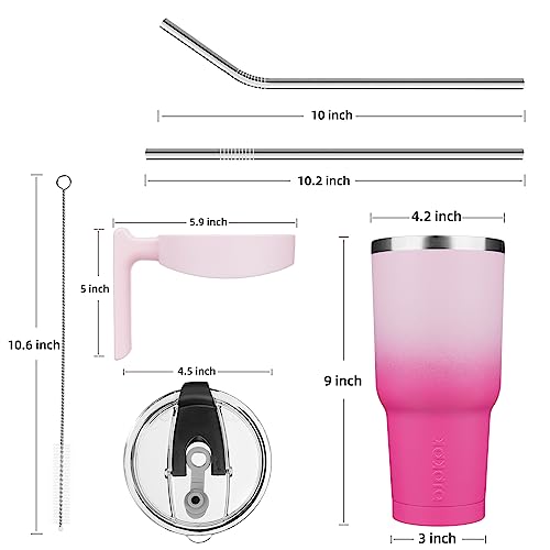 Image of BJPKPK 40 oz Tumbler with Handle & Straw, Insulated Stainless Steel Mug