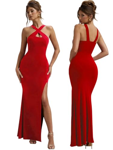 Image of Women Asymmetric Neck Burgundy Bodycon Dress (in, Alpha, S, Regular, Red)