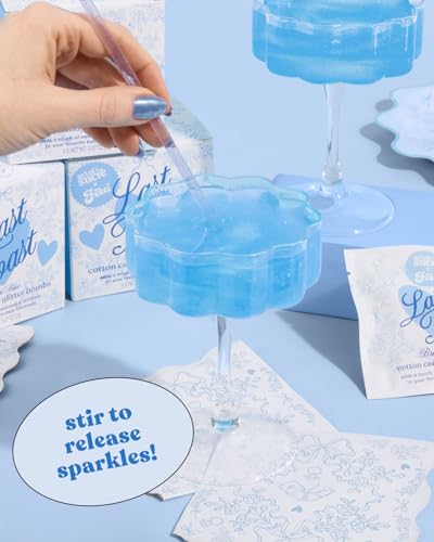 Image of xo, Fetti x Art of Sucre Bridal Blue Cotton Candy Glitter Drink Bombs - 4 pc, Edible Glitter | Bachelorette Decorations, Birthday Party Favor, Wedding Shower Supplies, Bridesmaid Gift