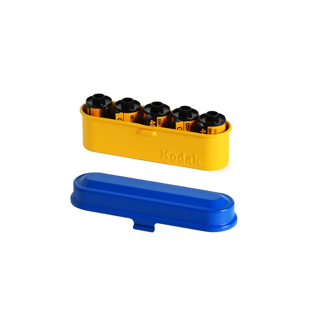 KODAK Film Case Etui na 5 rolek folii 35mm-kompaktowa,stalowa obudowa retro do zabezpieczania rolek folii(azul)(folia nie wchodzi w zakres dostawy)