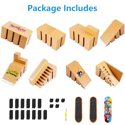 Fingerboard Skate Park Kit with 3 Finger Skateboards & 8 Skatepark Ramps - image 4