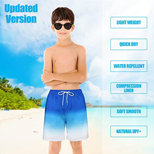 Image of Boys Swim Trunks with Boxer Brief Liner Compression Anti Chafe Swimming Shorts Stretchy UPF Quick Dry Swimsuit