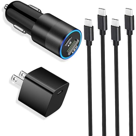 USB C Fast Charger Kit for Google Pixel 9/9 Pro XL/8/8 Pro/7/7 Pro/6a/6 Pro/6/5a/5/4, Samsung Galaxy S24, 30W PD[PPS]&QC 3.0 Car Charging Adapter + 20W Wall Charger Block + 2 Pack Type C Cable 3.3ft Cover