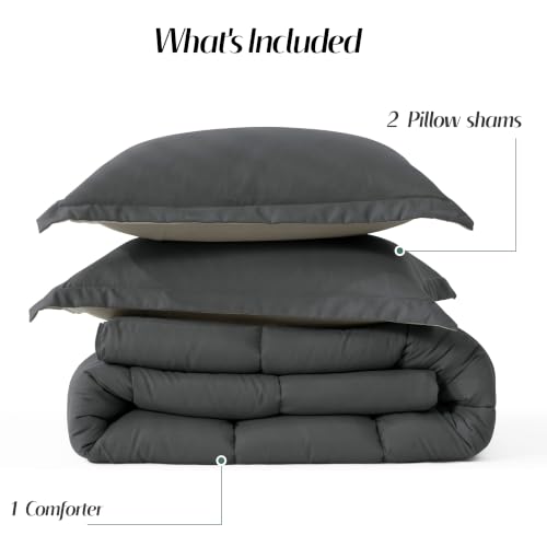 Image of HIG 3pc Gray Full Size Bedding Comforter Set Duvet Insert Blanket