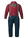 YiZYiF Kinder Bekleidungsset Junge Anzug Hemd Mit Hosenträge Hose und Fliege Kinder Baby Weihnachtsoutfit Festliche Party Anzug Gr.74-110 Rot 92-98
