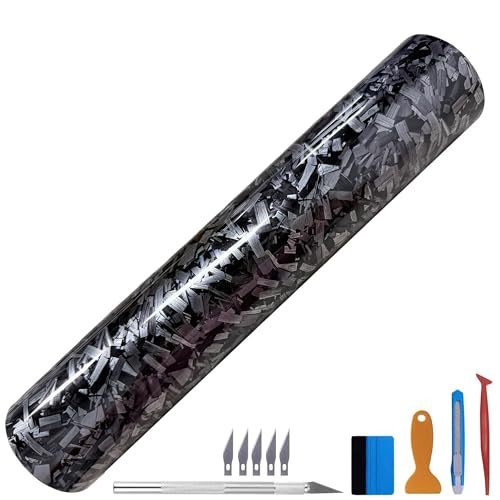 Image of LZLRUN Gloss Silver Forged Carbon Fiber Car Vinyl Wrap Film 5ft x 5ft